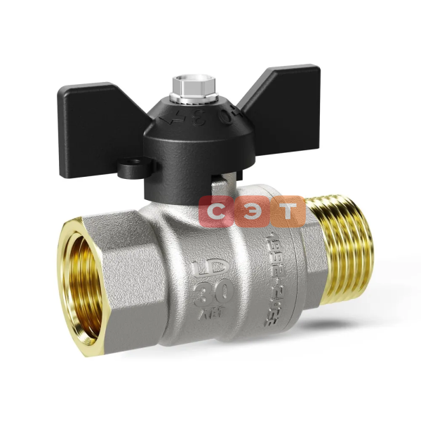 Кран шаровый НР-ВР (бабочка)  LD PRIDE (Россия)    1/2"